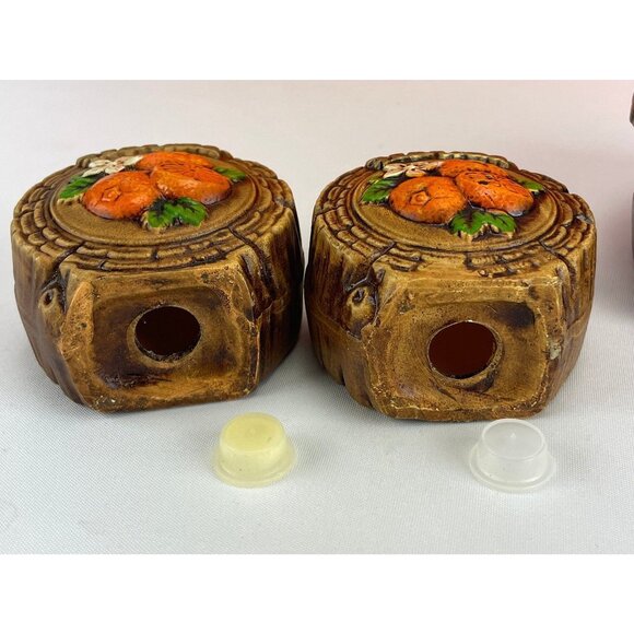 Vintage 70s salt & pepper shakers, Florida souvenirs, ceramic log shaped - Picture 10 of 10